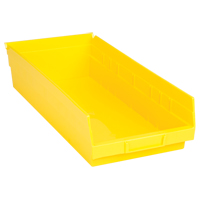Shelf Bins, 8-3/8" W x 4" H x 17-7/8" D, Yellow, 40 lbs. Capacity Mukwa Safety Services