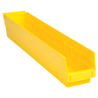 Shelf Bins, 4-1/8" W x 4" H x 23-5/8" D, Yellow, 50 lbs. Capacity Mukwa Safety Services