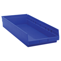 Bacs de rangement pour tablettes, 11-1/8" la x 4" H x 23-5/8" p, Bleu, Capacit&eacute; 50 lb Mukwa Safety Services