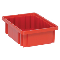 Divider Box&reg; Containers, Plastic, 10.9" W x 8.3" D x 3.5" H, Red Mukwa Safety Services