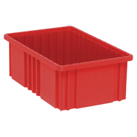 Divider Box&reg; Containers, Plastic, 16.5" W x 10.9" D x 6" H, Red Mukwa Safety Services