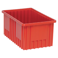 Divider Box&reg; Containers, Plastic, 16.5" W x 10.9" D x 8" H, Red Mukwa Safety Services