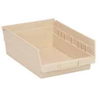 Economy Shelf Bin, 8-3/8" W x 4" H x 11-5/8" D, Ivory Mukwa Safety Services