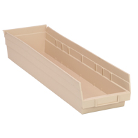 Economy Shelf Bin, 6-5/8" W x 4" H x 23-5/8" D, Ivory Mukwa Safety Services