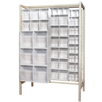 Syst&egrave;me de stockage &agrave; glissi&egrave;re &agrave; bacs basculants autonome, 51-1/4" la x 26" p x 77" h, 101 tiroirs Mukwa Safety Services
