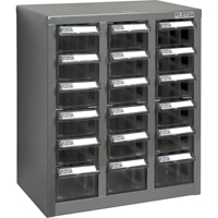 Casiers pour pi&egrave;ces KPC-600, Acier galvanis&eacute;, 18 tiroirs, 13-9/10" x 8-7/10" x 16-3/10", Gris Mukwa Safety Services