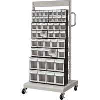Mobile Tilt Bin Rack, Single-sided, 46 bins, 26-1/4" W x 22" D x 57-1/2" H Mukwa Safety Services