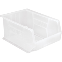 Bac transparent ultra empilable & suspendable, 11" la, 8" h x 16" p, Transparent Mukwa Safety Services