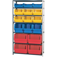 Shelving Unit with Stacking Bins, Steel, Magnum Bin, 650 lbs. Capacity, 42" W x 76" H Mukwa Safety Services