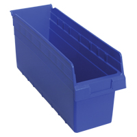 Store-Max Shelf Bins, 6-5/8" W x 8" H x 17-7/8" D, Blue, 56 lbs. Capacity Mukwa Safety Services