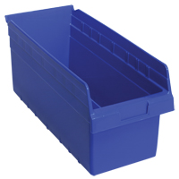 Store-Max Shelf Bins, 8-3/8" W x 8" H x 17-7/8" D, Blue, 56 lbs. Capacity Mukwa Safety Services