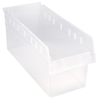 Store-Max Shelf Bins, 8-3/8" W x 8" H x 17-7/8" D, Clear, 56 lbs. Capacity Mukwa Safety Services