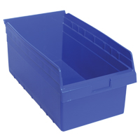 Store-Max Shelf Bins, 11-1/8" W x 8" H x 17-7/8" D, Blue, 56 lbs. Capacity Mukwa Safety Services