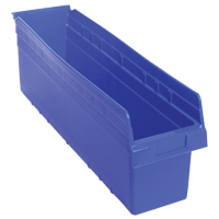 Store-Max Shelf Bins, 6-5/8" W x 8" H x 23-5/8" D, Blue, 68 lbs. Capacity Mukwa Safety Services