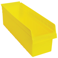 Store-Max Shelf Bins, 8-3/8" W x 8" H x 23-5/8" D, Yellow, 68 lbs. Capacity Mukwa Safety Services