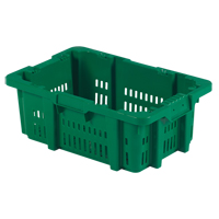 Contenant en plastique Stack-N-Nest pour la manutention des aliments, 16" x 23,9" x 8,8", Vert Mukwa Safety Services