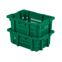 Contenant en plastique Stack-N-Nest pour la manutention des aliments, 16" x 23,9" x 8,8", Vert Mukwa Safety Services