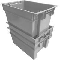 Stack & Nest Container, 16" W x 12" H x 24" D, Grey Mukwa Safety Services