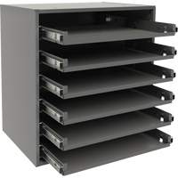 Support de glissi&egrave;re &agrave; petit roulement, Acier, 6 compartiments, 15-9/16" la x 11-7/8" p, 16-3/8" h, Gris Mukwa Safety Services