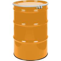 Barils en acier, 55 gal. US (45 gal. imp.), Non doubl&eacute;, Orange, Dessus ouvert, UN1A2/Y1.5/150, Calibre 16 Mukwa Safety Services