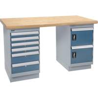 Workbench, Door & Drawers, 2500 lbs. Cap., 60" W x 36" D, 34" H Mukwa Safety Services