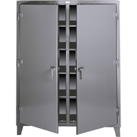 Double Shift Storage Cabinets, Steel, 8 Shelves, 72" H x 48" W x 24" D, Dark Grey Mukwa Safety Services