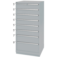 Armoires de rangement avec tiroirs, 8 tiroirs, 28-1/4" la x 28-1/2" p x 59-1/2" h, Gris Mukwa Safety Services