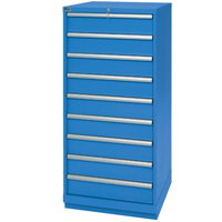 Armoires de rangement avec tiroirs, 9 tiroirs, 28-1/4" la x 28-1/2" p x 59-1/2" h, Bleu brillant Mukwa Safety Services