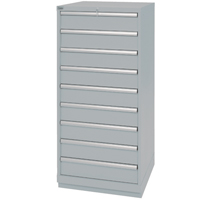 Armoires de rangement avec tiroirs, 9 tiroirs, 28-1/4" la x 28-1/2" p x 59-1/2" h, Gris Mukwa Safety Services