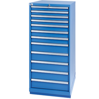 Armoires de rangement avec tiroirs, 12 tiroirs, 28-1/4" la x 28-1/2" p x 59-1/2" h, Bleu brillant Mukwa Safety Services