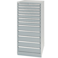 Armoires de rangement avec tiroirs, 12 tiroirs, 28-1/4" la x 28-1/2" p x 59-1/2" h, Gris Mukwa Safety Services