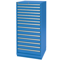 Armoires de rangement avec tiroirs, 15 tiroirs, 28-1/4" la x 28-1/2" p x 59-1/2" h, Bleu brillant Mukwa Safety Services