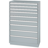 Armoires de rangement avec tiroirs, 9 tiroirs, 40-1/4" la x 22-1/2" p x 59-1/2" h, Gris Mukwa Safety Services
