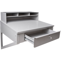 Wall-Mounted Shop Desk, 34-1/2" W x 28" D x 31" H, Grey Mukwa Safety Services