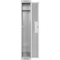 Clean Line Lockers, 12" x 12" x 72", Steel, Grey, Rivet (Assembled), Perforated Mukwa Safety Services