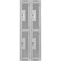 Casiers Clean Line, 2 niveaux, Bloc de 2, 24" x 15" x 72", Acier, Gris, Rivet (assembl&eacute;), Perfor&eacute; Mukwa Safety Services