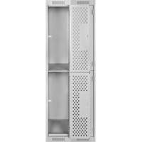 Casiers Clean Line, 2 niveaux, Bloc de 2, 24" x 15" x 72", Acier, Gris, Rivet (assembl&eacute;), Perfor&eacute; Mukwa Safety Services