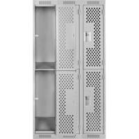Clean Line Lockers, 2 -tier, Bank of 3, 36" x 12" x 72", Steel, Grey, Rivet (Assembled), Perforated Mukwa Safety Services