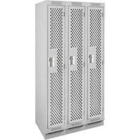 Clean Line Lockers, Bank of 3, 36" x 18" x 76", Steel, Grey, Rivet (Assembled), Perforated Mukwa Safety Services