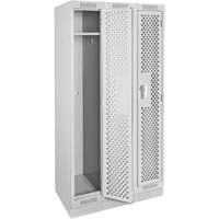 Clean Line Lockers, Bank of 3, 36" x 18" x 76", Steel, Grey, Rivet (Assembled), Perforated Mukwa Safety Services