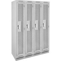 Clean Line Lockers, Bank of 4, 48" x 18" x 76", Steel, Grey, Rivet (Assembled), Perforated Mukwa Safety Services