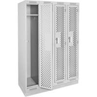 Clean Line Lockers, Bank of 4, 48" x 18" x 76", Steel, Grey, Rivet (Assembled), Perforated Mukwa Safety Services