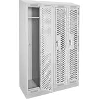 Clean Line Lockers, Bank of 4, 48" x 18" x 82", Steel, Grey, Rivet (Assembled), Perforated Mukwa Safety Services