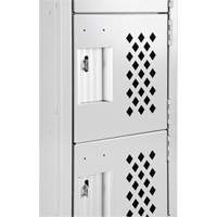 Assembled Clean Line Perforated Economy Lockers, 6 -tier, Bank of 4, 18" x 72" x 12", Steel Mukwa Safety Services
