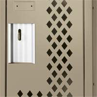 Clean Line Lockers, 2 -tier, 12" x 12" x 72", Steel, Beige, Rivet (Assembled), Perforated Mukwa Safety Services