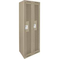 Clean Line Lockers, Bank of 2, 24" x 15" x 72", Steel, Beige, Rivet (Assembled), Perforated Mukwa Safety Services