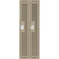 Clean Line Lockers, Bank of 2, 24" x 15" x 72", Steel, Beige, Rivet (Assembled), Perforated Mukwa Safety Services