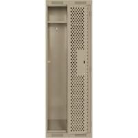 Clean Line Lockers, Bank of 2, 24" x 15" x 72", Steel, Beige, Rivet (Assembled), Perforated Mukwa Safety Services