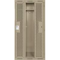 Clean Line Lockers, Bank of 3, 36" x 15" x 72", Steel, Beige, Rivet (Assembled), Perforated Mukwa Safety Services