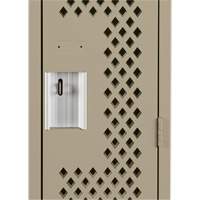 Clean Line Lockers, Bank of 3, 36" x 15" x 72", Steel, Beige, Rivet (Assembled), Perforated Mukwa Safety Services